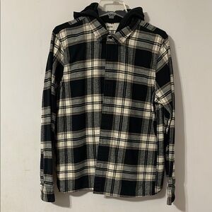 Hollister Monochrome Plaid Hooded Shirt